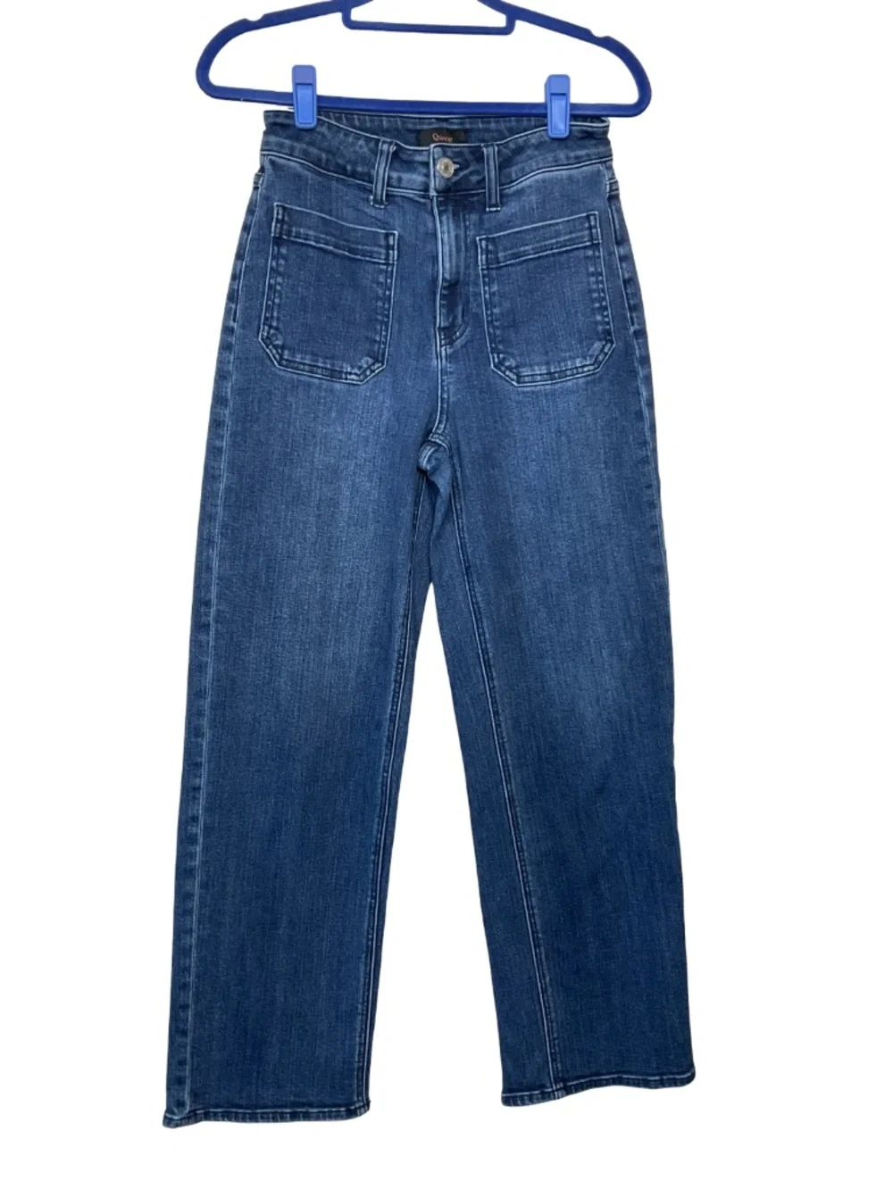Quince Bella Stretch Patch Pocket Wide Leg Jeans - Picture 3 of 9